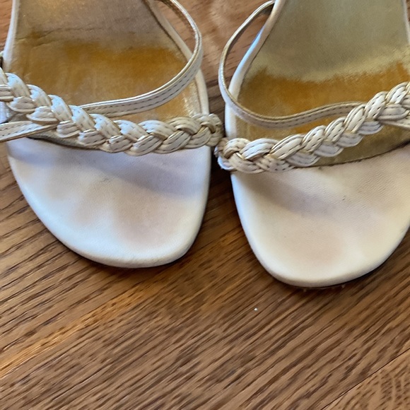 Fendi cream/gold braided strap stiletto sandals - Picture 7 of 7